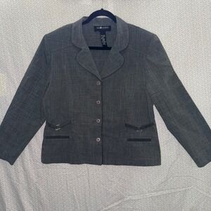 Sag Harbor Dress Womens Blazer Gray Button Front Career Business Size 16